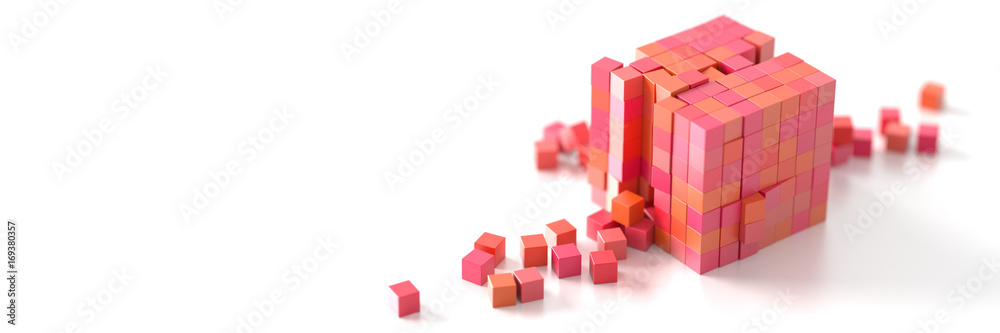 Obraz premium Exploding cubes, original 3d rendering