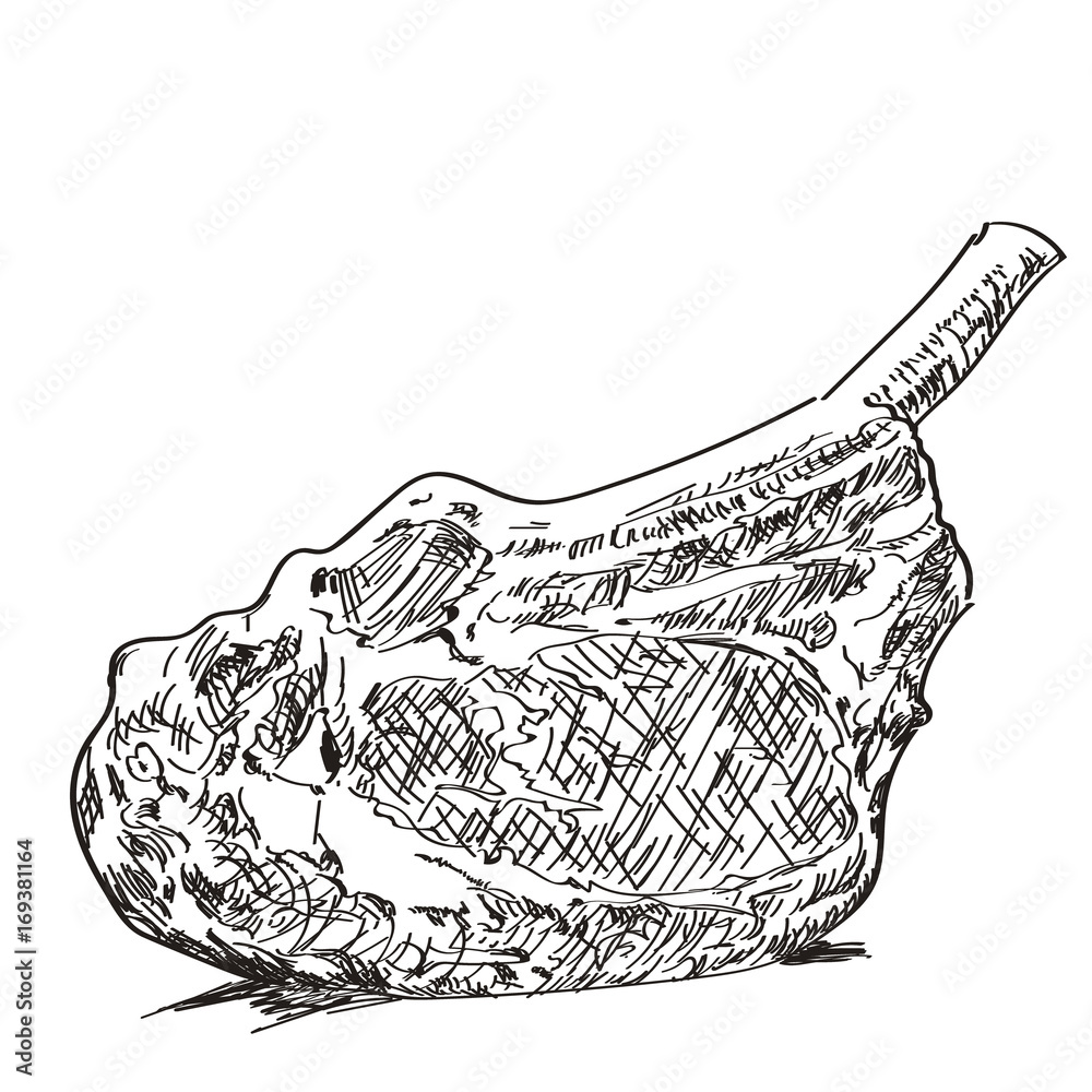 Hand drawn sketch ribeye steak. Stock Vector | Adobe Stock