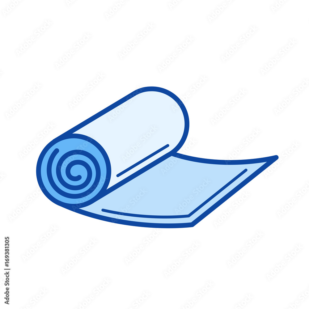 Yoga mat vector line icon isolated on white background. Yoga mat line icon  for infographic, website or app. Blue icon designed on a grid system. Stock  Vector | Adobe Stock