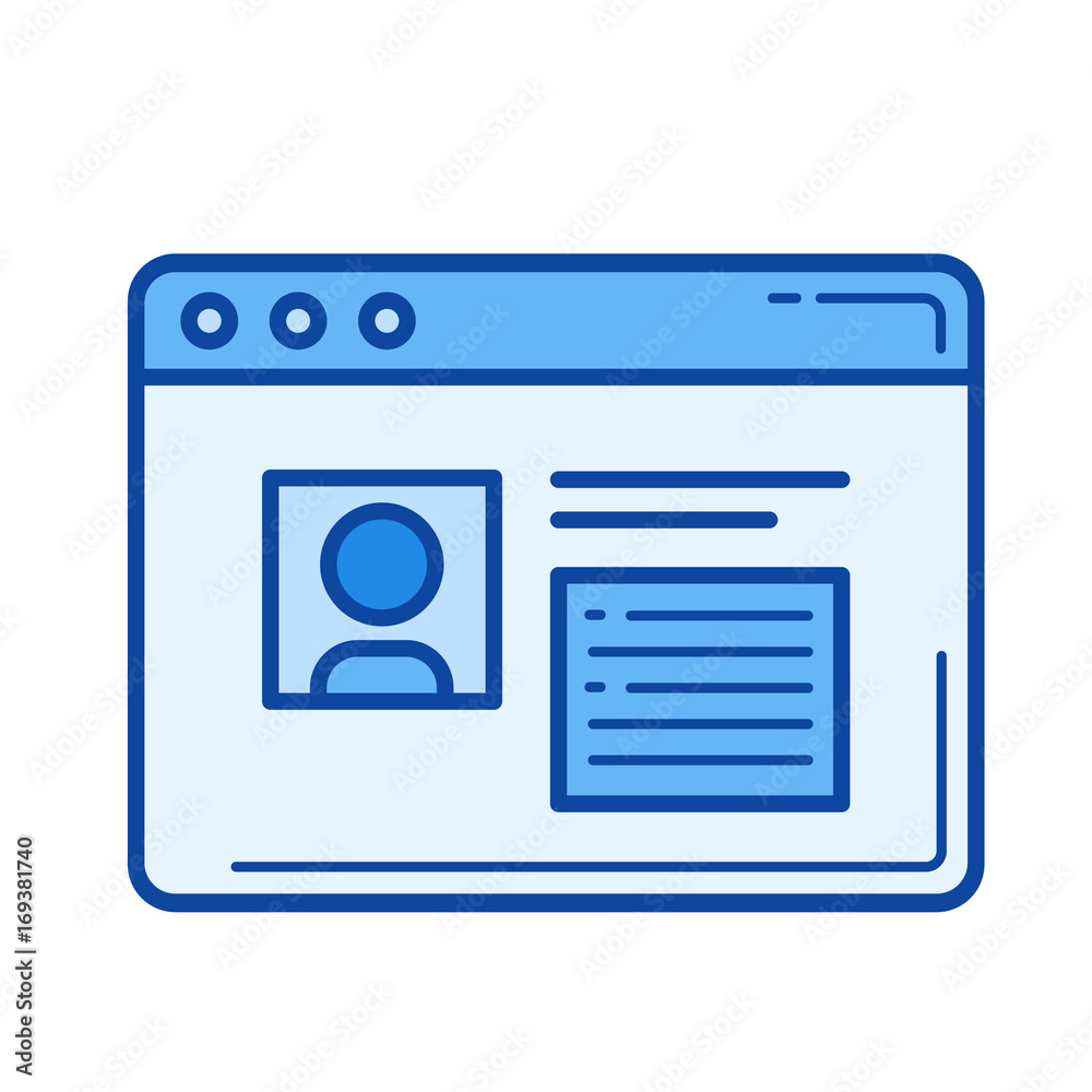 Profile vector line icon isolated on white background. Profile line icon for infographic, website or app. Blue icon designed on a grid system. Profile vector line icon isolated on white background. Profile line icon for infographic, website or app. Blue icon designed on a grid system.