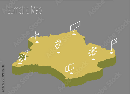 Map France isometric concept