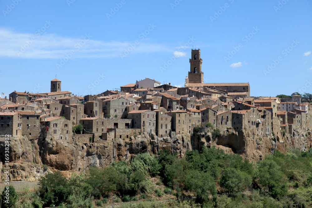 medieval village Pitigliano founded in Etruscan time on the tuff hill, Tuscany, Italy