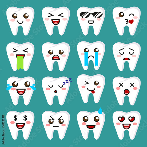 Tooth emoji. Cute emoticons