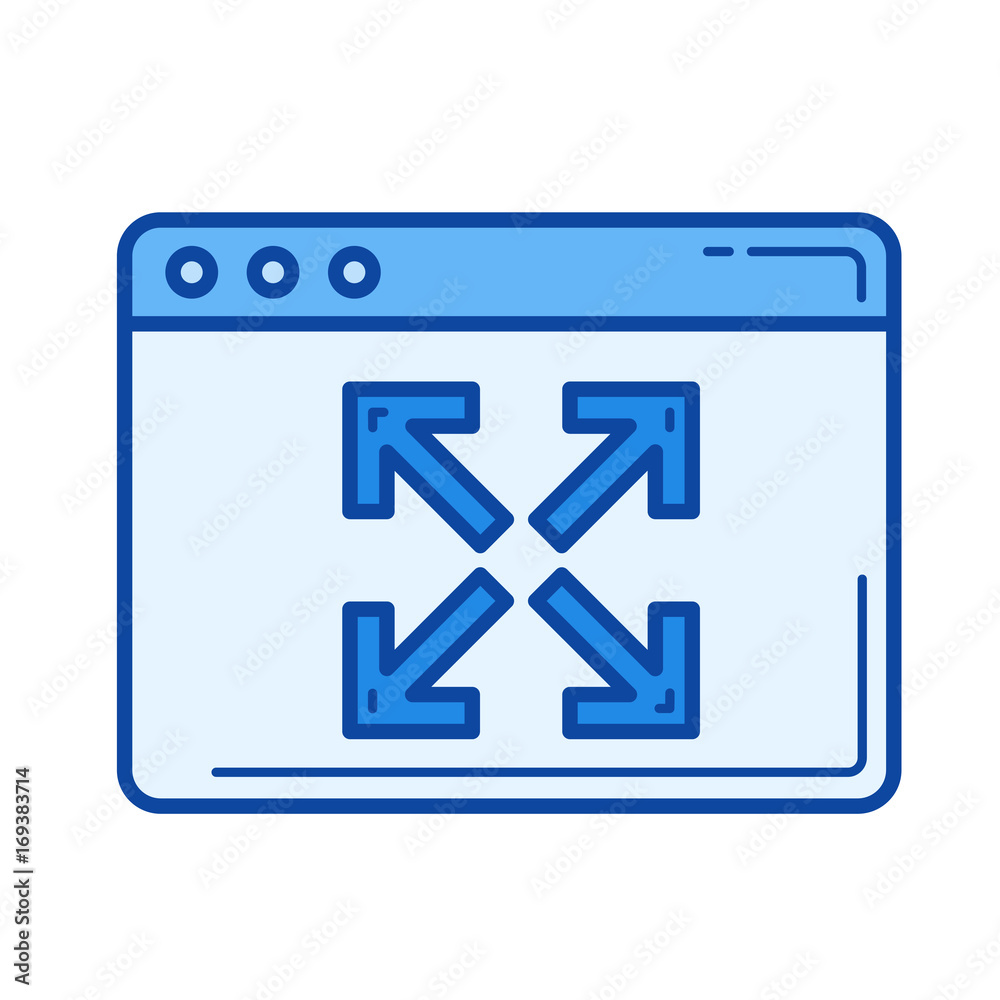 Obraz premium Extend vector line icon isolated on white background. Extend line icon for infographic, website or app. Blue icon designed on a grid system.