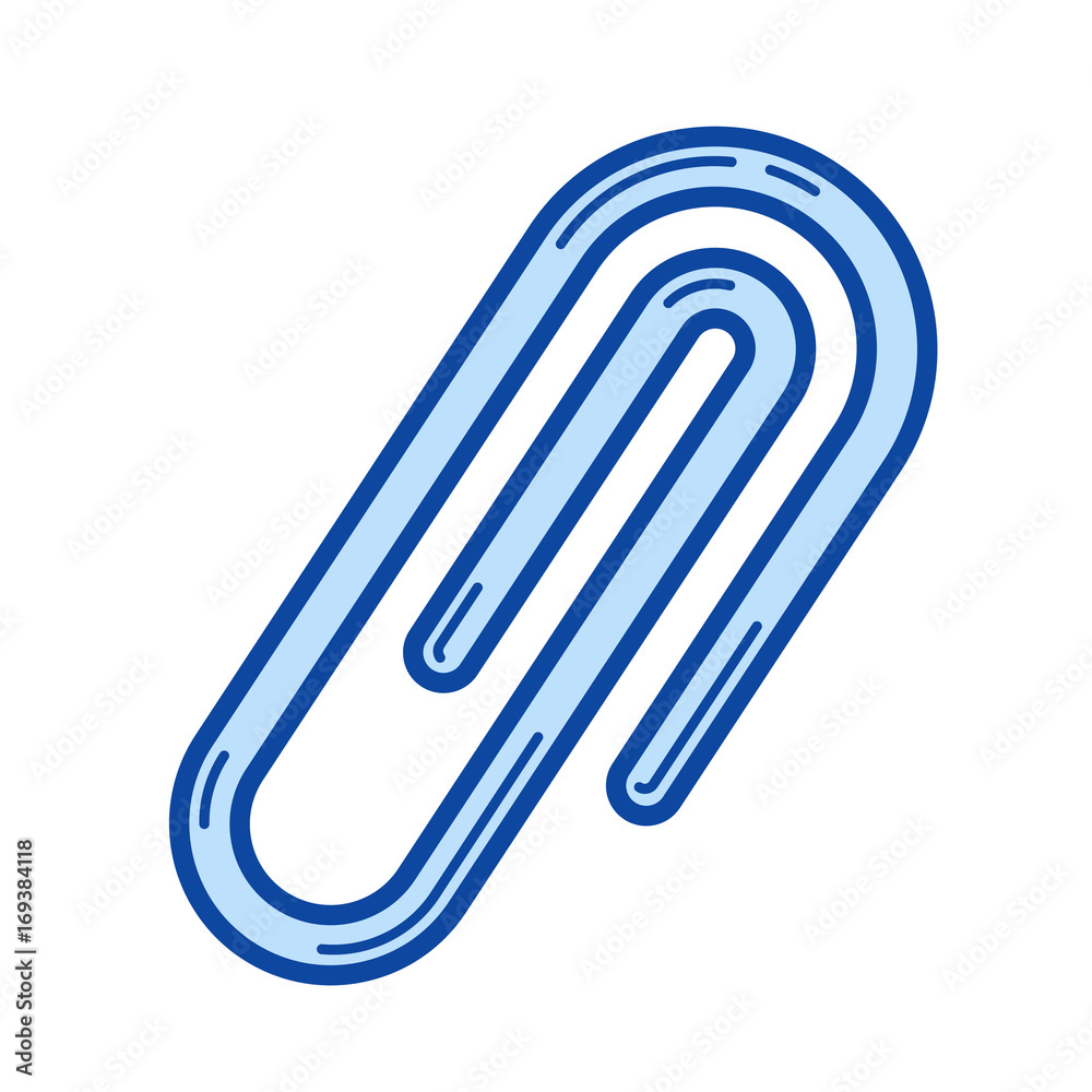 Attachment vector line icon isolated on white background. Attachment line icon for infographic, website or app. Blue icon designed on a grid system. Attachment vector line icon isolated on white background. Attachment line icon for infographic, website or app. Blue icon designed on a grid system.