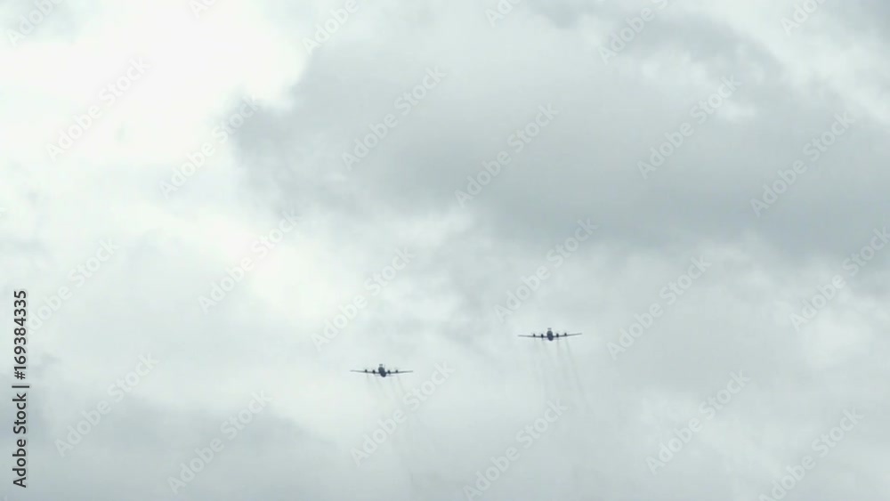 Military bomber flying in the clouds. Military aircraft. Military bomber flying in the clouds. Military aircraft.