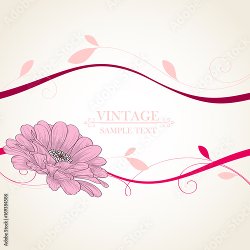 Abstract floral background. Vector flower zinnia. Element for design.