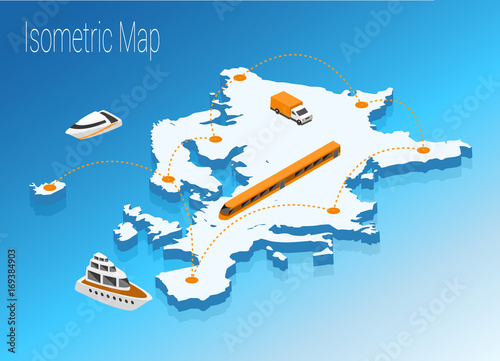 Map Europe isometric concept.