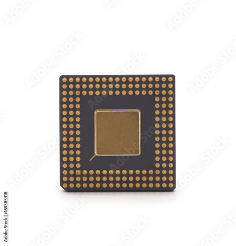 Central processing unit - CPU microchip isolated on white background