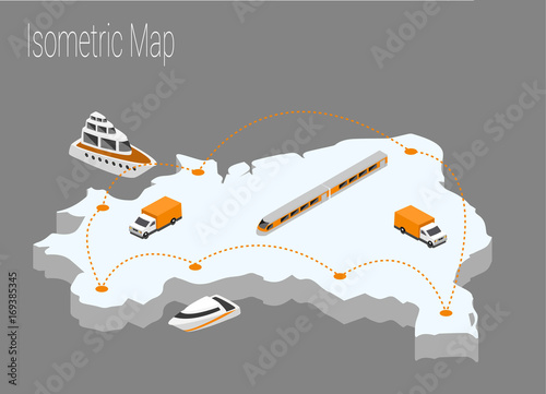 Map Brazil isometric concept.