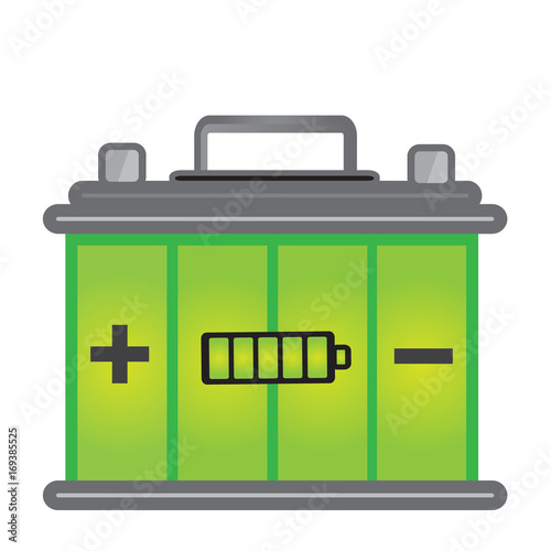 Fully charged of car battery with simple vector design - Car battery fully of concept