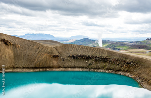 Viti beautiful crater lake of a turquoise color located in Iceland