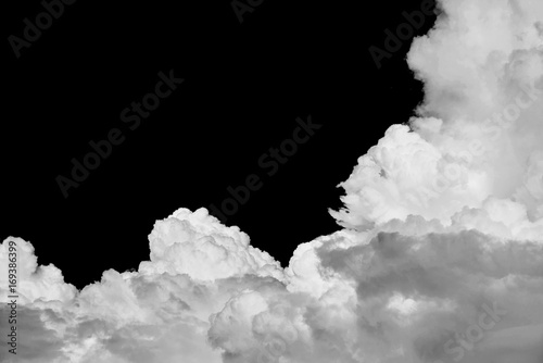 Clouds on black sky background. Nature theme.