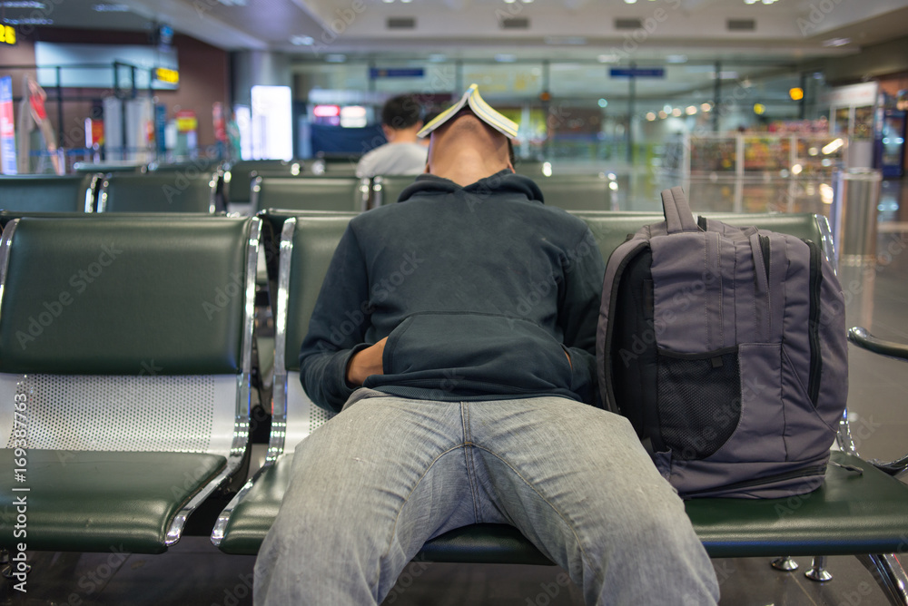 Waiting for a night flight in airport Waiting for a night flight in airport
