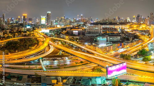cityscape of Bangkok city downtown at night ,landscape Thailand 
