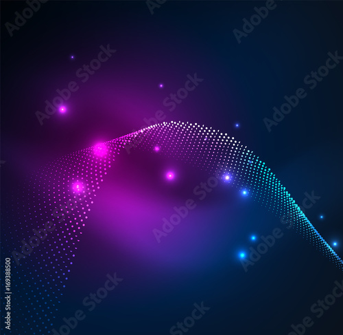 3D illuminated wave of glowing particles