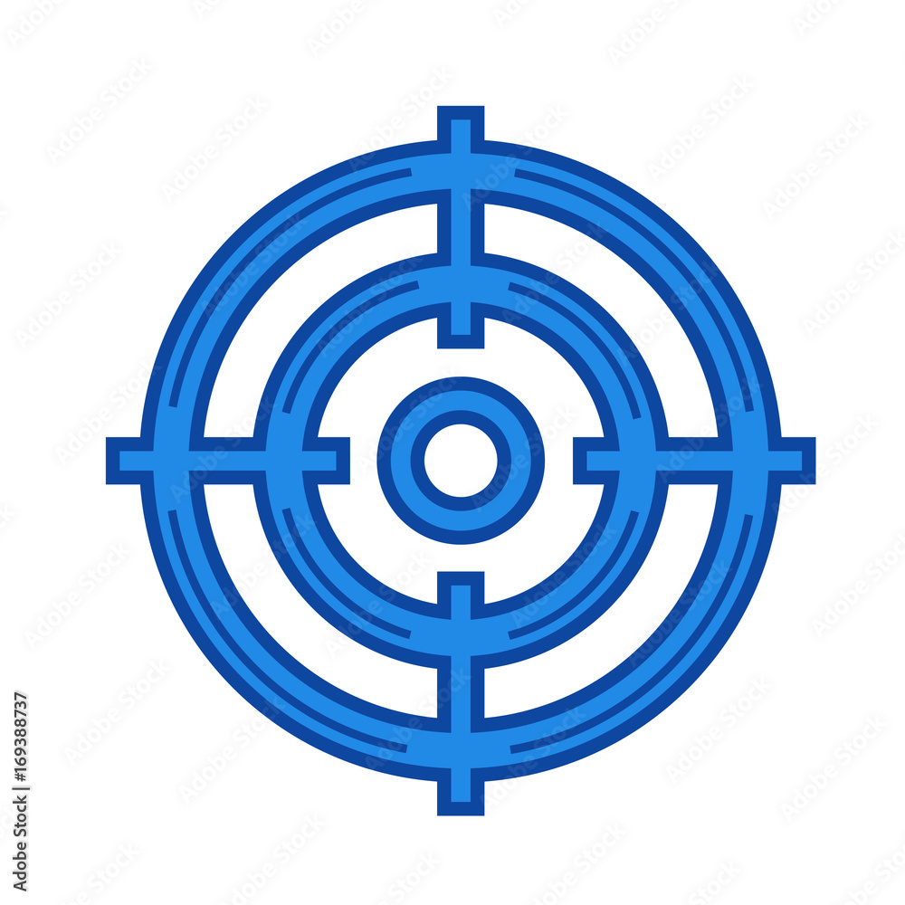 Target audience vector line icon isolated on white background. Target audience line icon for infographic, website or app. Blue icon designed on a grid system. Target audience vector line icon isolated on white background. Target audience line icon for infographic, website or app. Blue icon designed on a grid system.