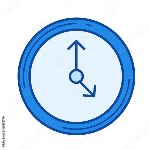 Time management vector line icon isolated on white background. Time management line icon for infographic, website or app. Blue icon designed on a grid system.