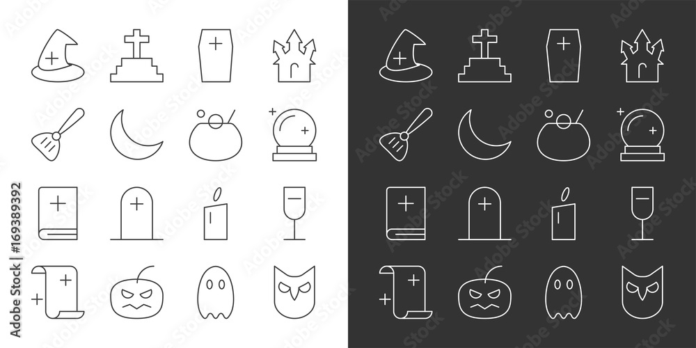 Halloween party thin line editable stroke vector icon Halloween party thin line editable stroke vector icon