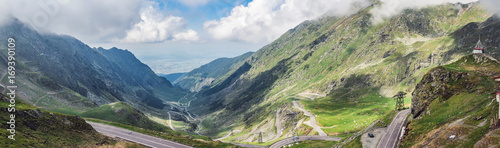 Panoramic view of the most famous and dangerous road in Europe is a Transfagarasan road in Carpathian mountains, Romania © O.Farion