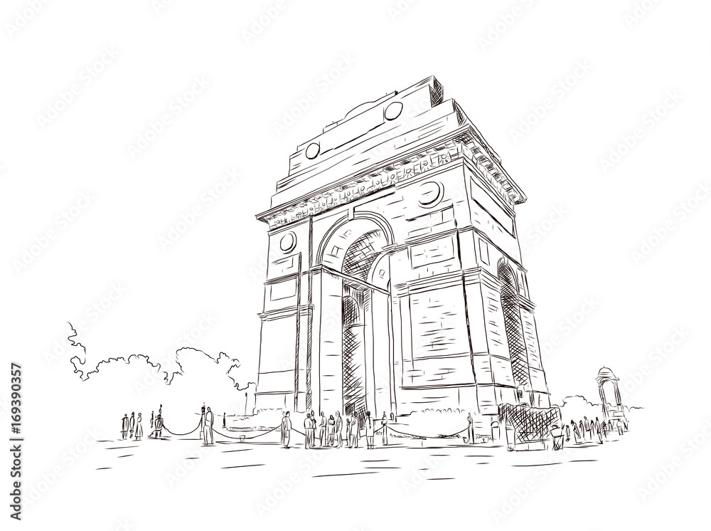 India gate outline Royalty Free Vector Image - VectorStock-saigonsouth.com.vn