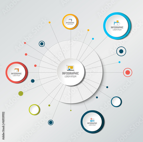 Net, molecule structure with circles.  Infographic, template,  network, flow chart, diagram.