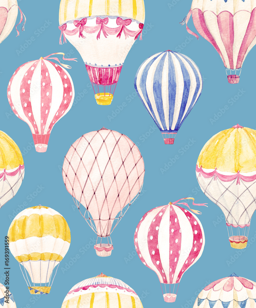 Watercolor air baloon pattern