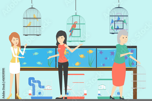 People at pet shop.