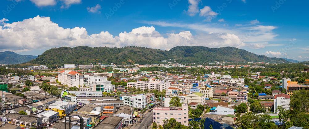 Top view of building and house of Phuket province in town area Top view of building and house of Phuket province in town area