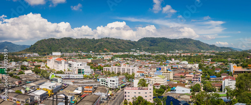Obraz na płótnie Top view of building and house of Phuket province in town area w salonie
