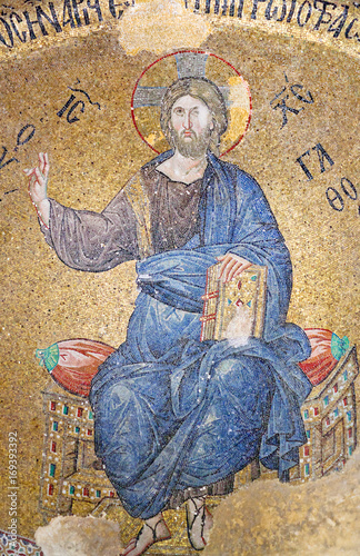 Mosaic depicting Jesus Christ in Church of Theotokos Pammakaristos in Istanbul, Turkey photo