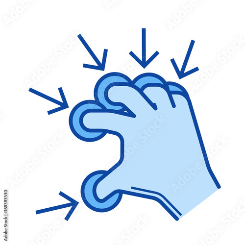 Scrunch vector line icon isolated on white background. Scrunch line icon for infographic, website or app. Blue icon designed on a grid system.