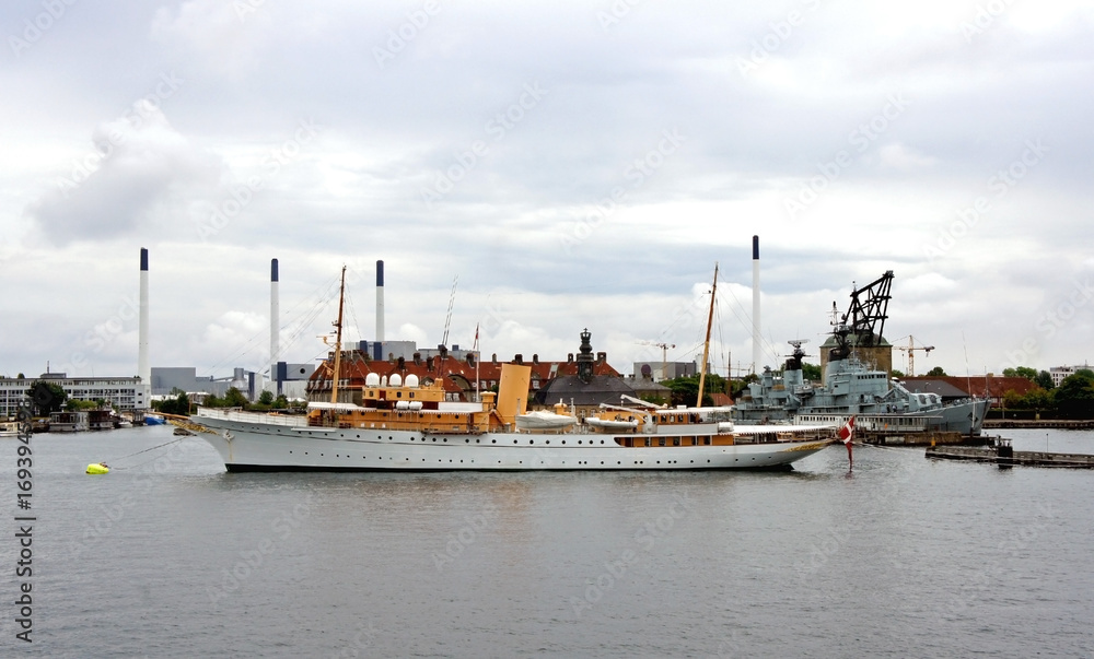 The boat moored in the port, Copenhagen, Denmark