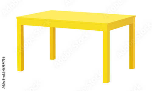 Yellow rectangular table isolated on white background. Vector illustration