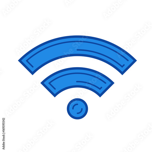 Wireless connection vector line icon isolated on white background. Wireless connection line icon for infographic, website or app. Blue icon designed on a grid system.