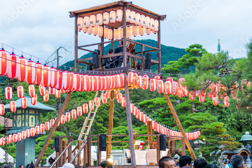 Nagano, Japan - ‎August 15 , 2017 :  People celebrating  Bon-Odori festival in Zenkoji temple ,the famous temple and the old town of Nagano, Japan.