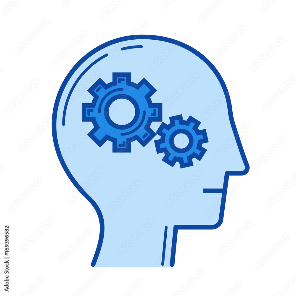 Brain activity vector line icon isolated on white background. Brain activity line icon for infographic, website or app. Blue icon designed on a grid system. Brain activity vector line icon isolated on white background. Brain activity line icon for infographic, website or app. Blue icon designed on a grid system.