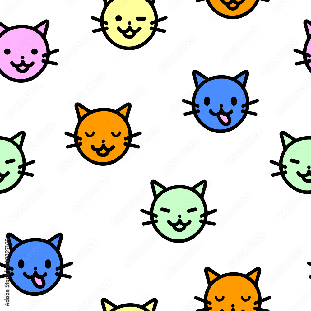Cute emoticons head kittens