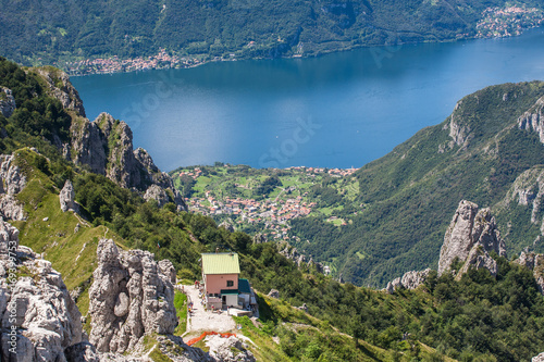 Como lake, Rosalba hutte at Grignetta mountain, Lombardy, Italy photo