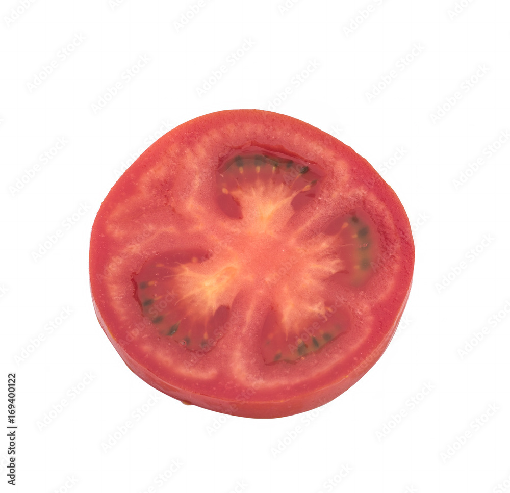 Tomato slice on a white background Tomato slice on a white background