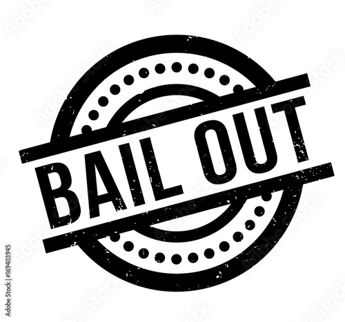 Bail Out rubber stamp. Grunge design with dust scratches. Effects can be easily removed for a clean, crisp look. Color is easily changed.