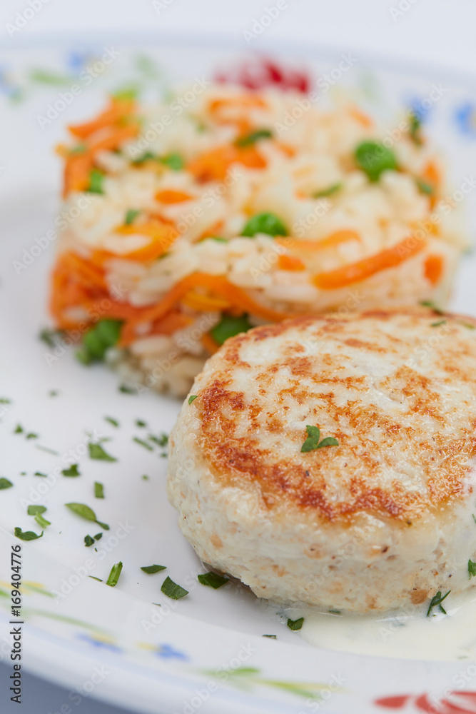 rice with chicken cutlet rice with chicken cutlet