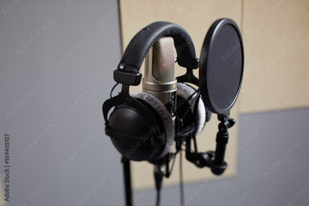 microphone in a recording studio microphone in a recording studio