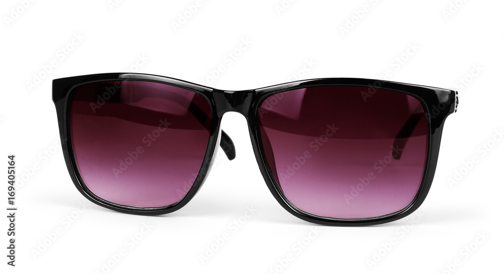 sunglasses with black plastic frame isolated on white background