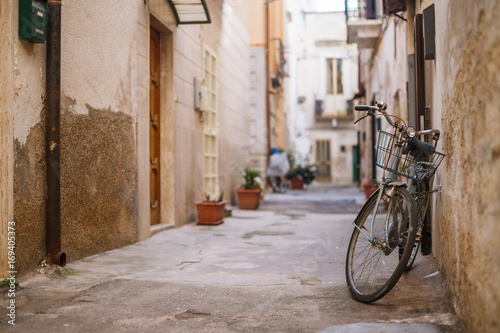 retro bicycle in old town centre of Italy