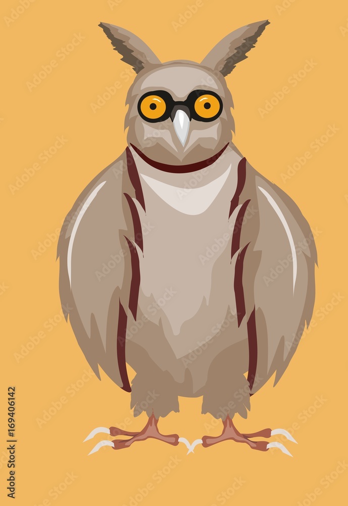 Fototapeta premium Cartoon funny owl vector illustration