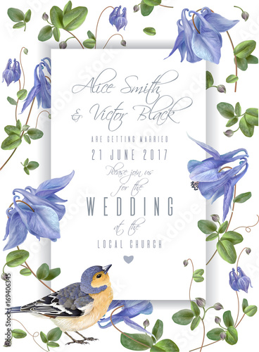 Blue flower bird frame