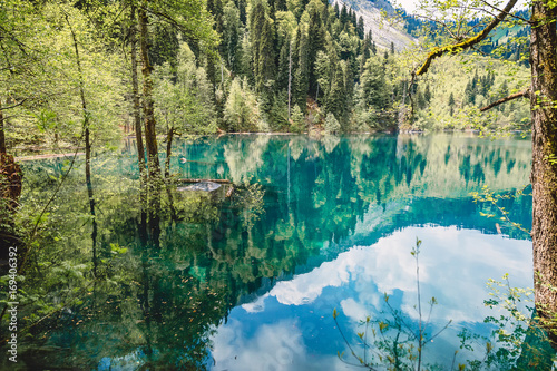 Fototapeta Naklejka Na Ścianę i Meble -  Beautiful turquoise waters of the mountain lake. Russia, Caucasus