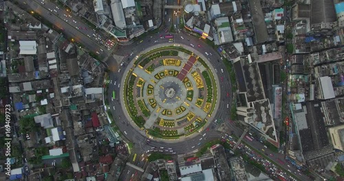 aerial scene of Huge round about, Wong Wain Yai, 4k video