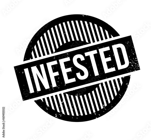 Infested rubber stamp. Grunge design with dust scratches. Effects can be easily removed for a clean, crisp look. Color is easily changed.